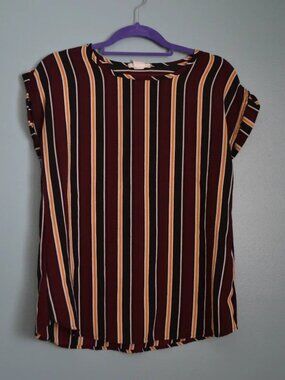 Maroon & Gold Striped Tee MARCI size small